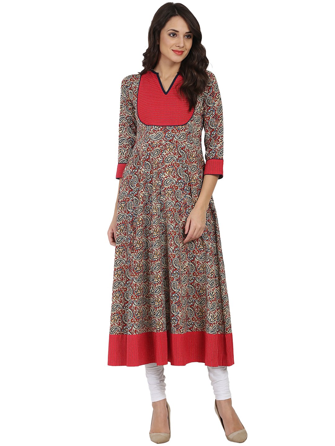 Pink Half sleeve cotton Anarkali kurta – Nayo Clothing